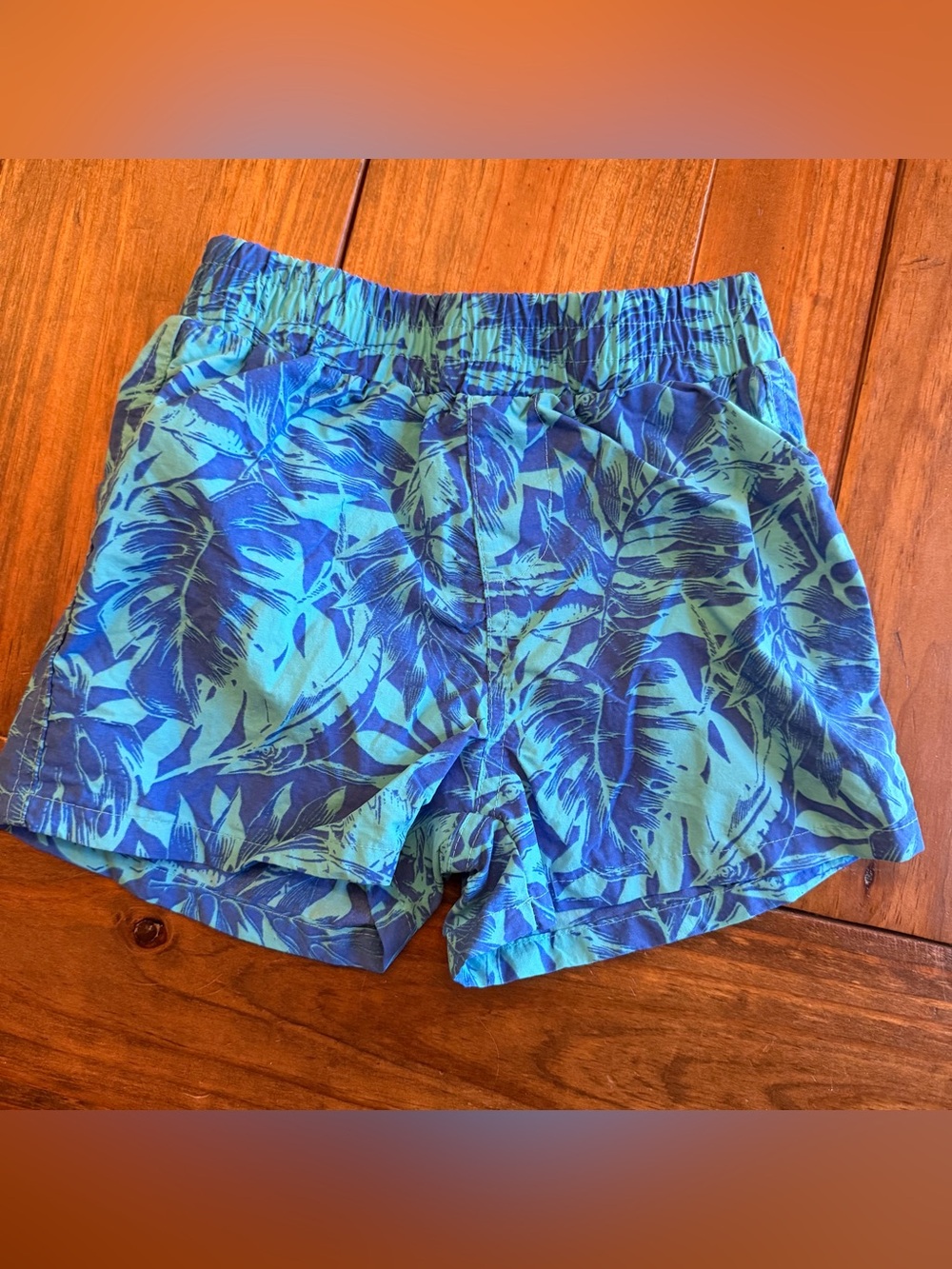 Columbia Blue Tropical Print Swim Trunks 3T